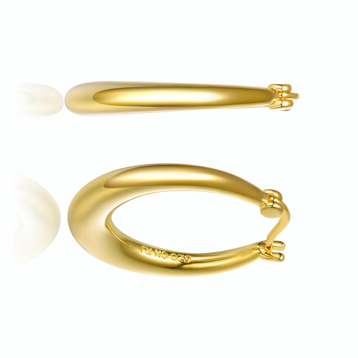 GENEVIVE 14K Gold Plated Hoop Elegant Earrings
