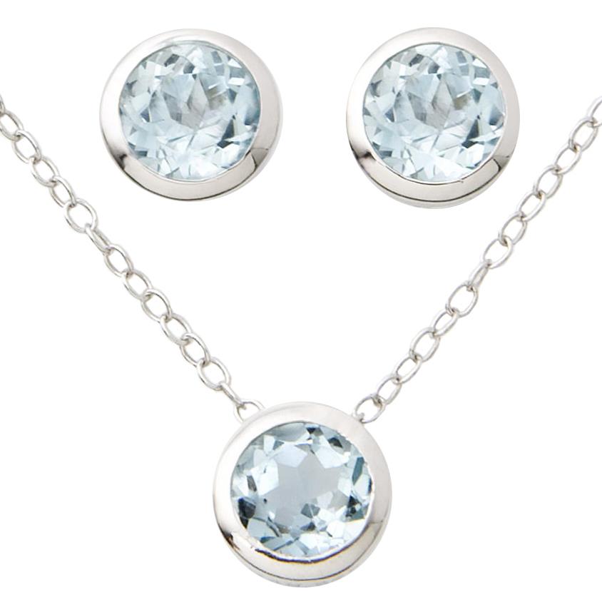 Jilco Blue Topaz Earring & Necklace Set