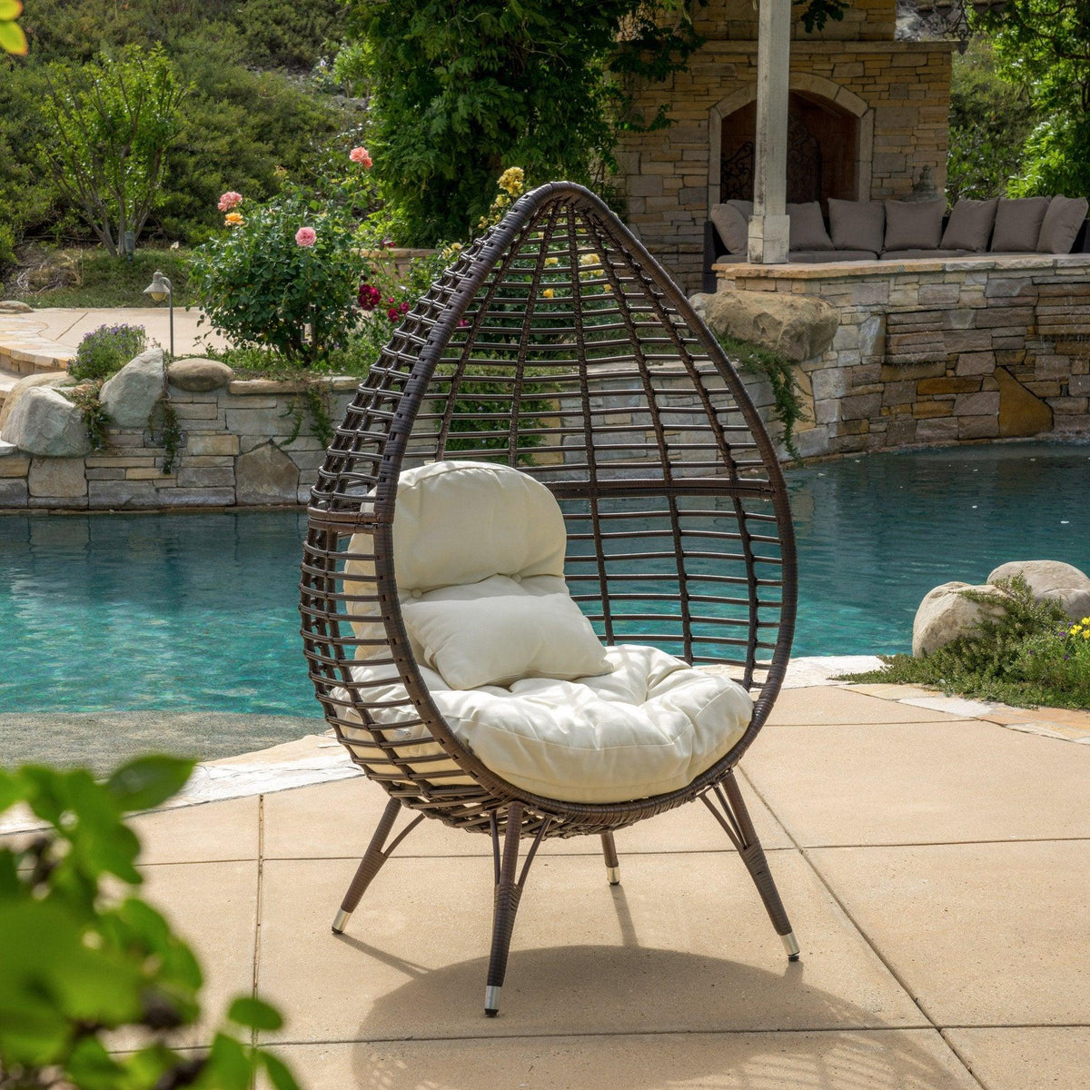 Stark Home Cutter Teardrop Wicker Lounge Chair With Cushion