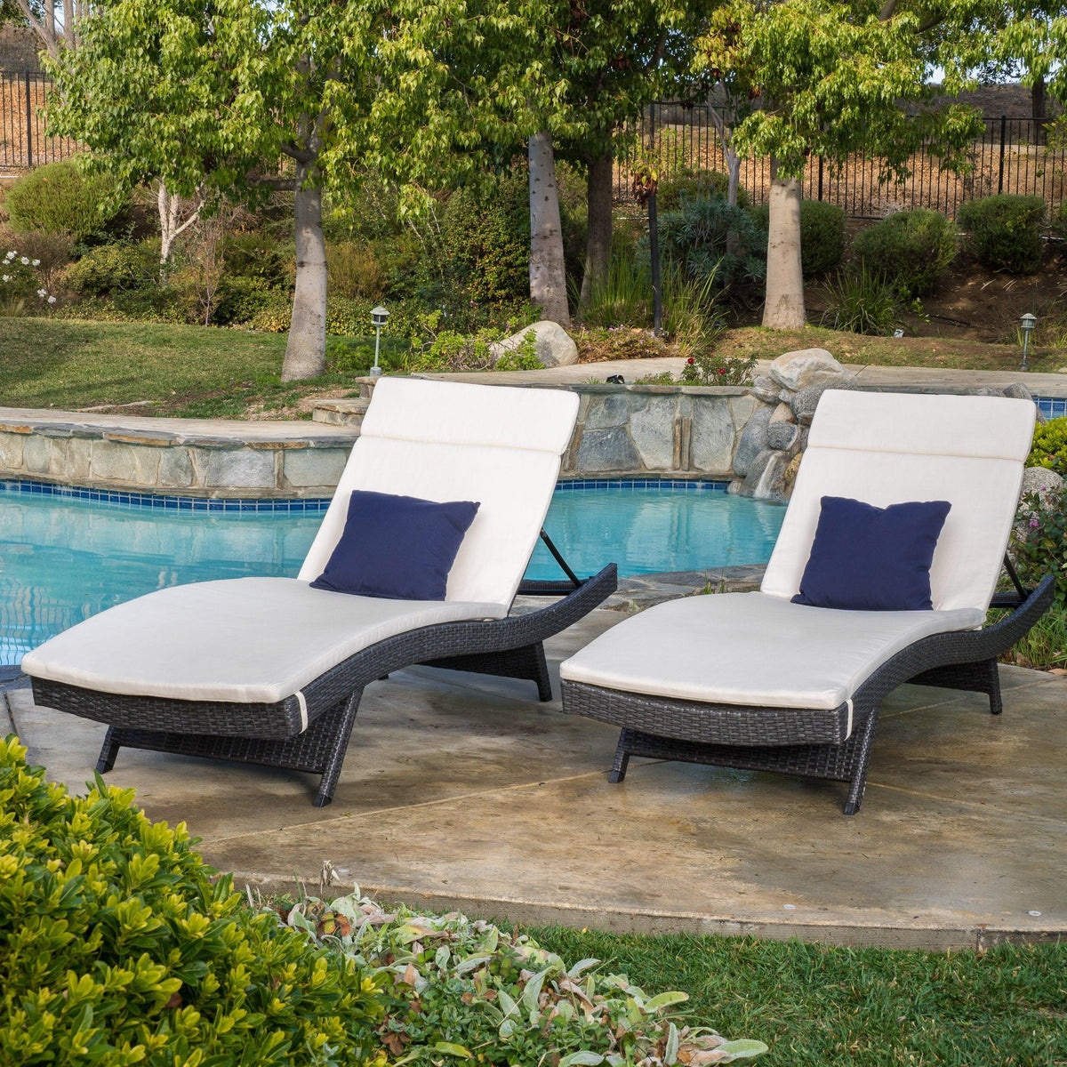 Stark Home Anthony Outdoor Adjusting Chaise Lounge Chairs (2)