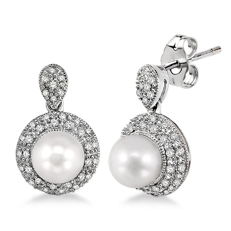 Jilco Inc Diamond & Pearl Earrings