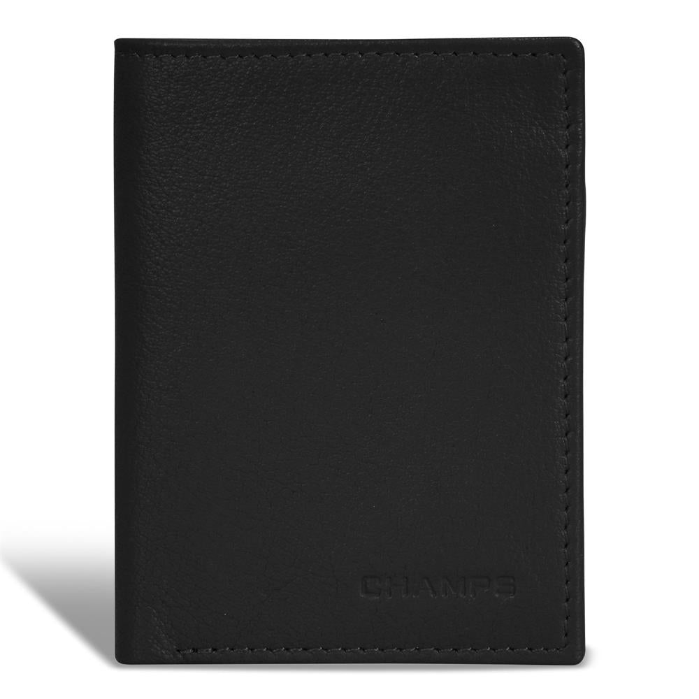 Champs Luggage Onyx Leather Vertical Slim Wallet Size 3"x4"