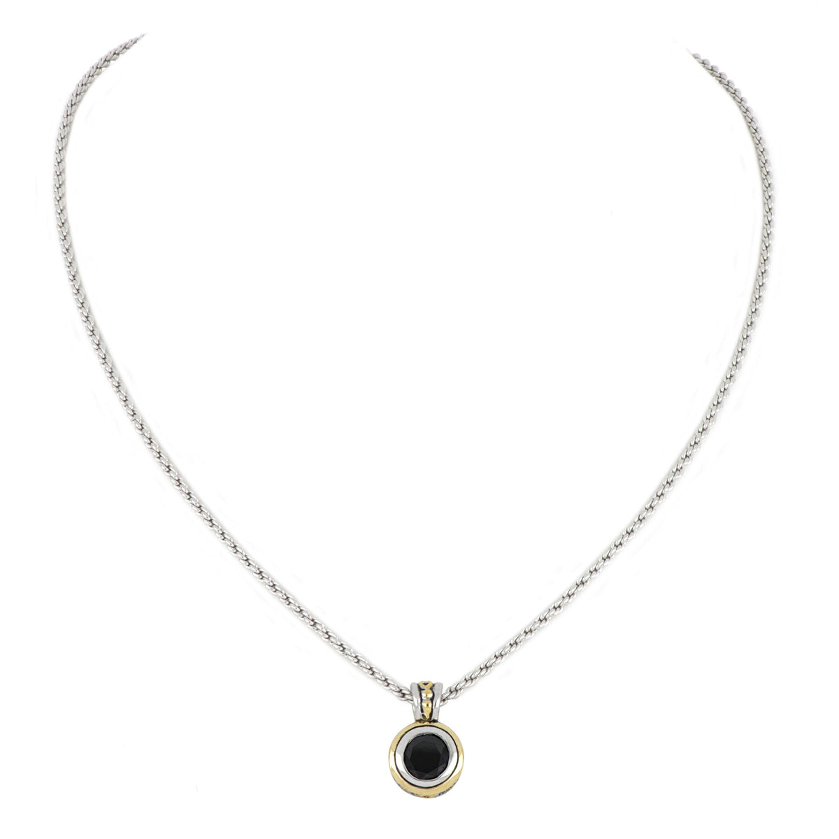 John Medeiros Beijos 8mm Bezel Set Necklace, Black CZ. Length: 18"Pendant: 3/4"L x 1/2"W x 1/4"Thick