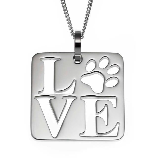 Joyful Sentiments Pet Love Square Pendant Necklace