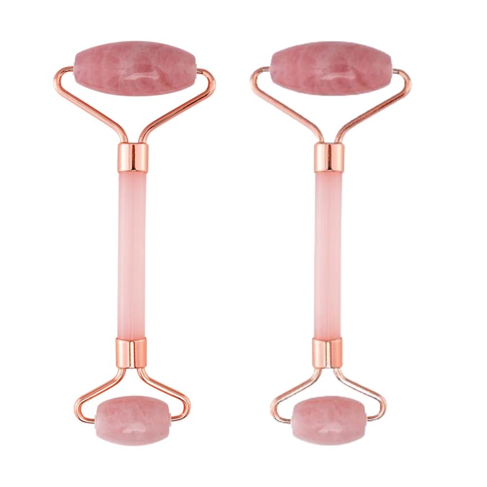Lovery Rose Quartz Facial Roller Duo Set Size 2 Pieces