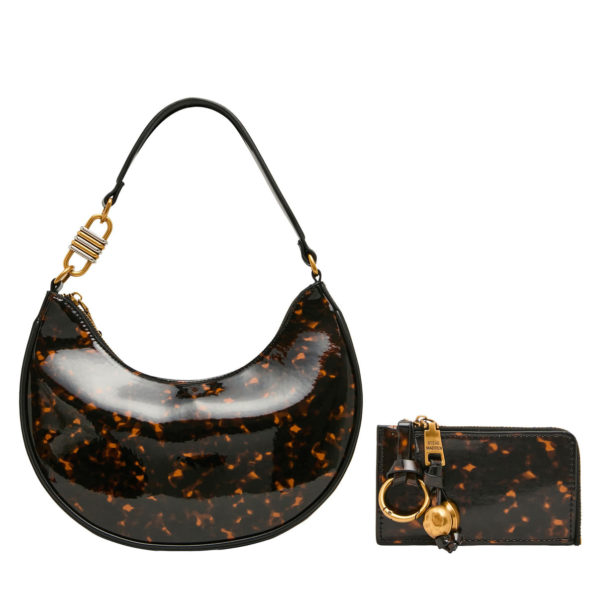 Steve Madden LOHAN Shoulder Bag & SOLEA Card Case 2pc Set - Tortoise