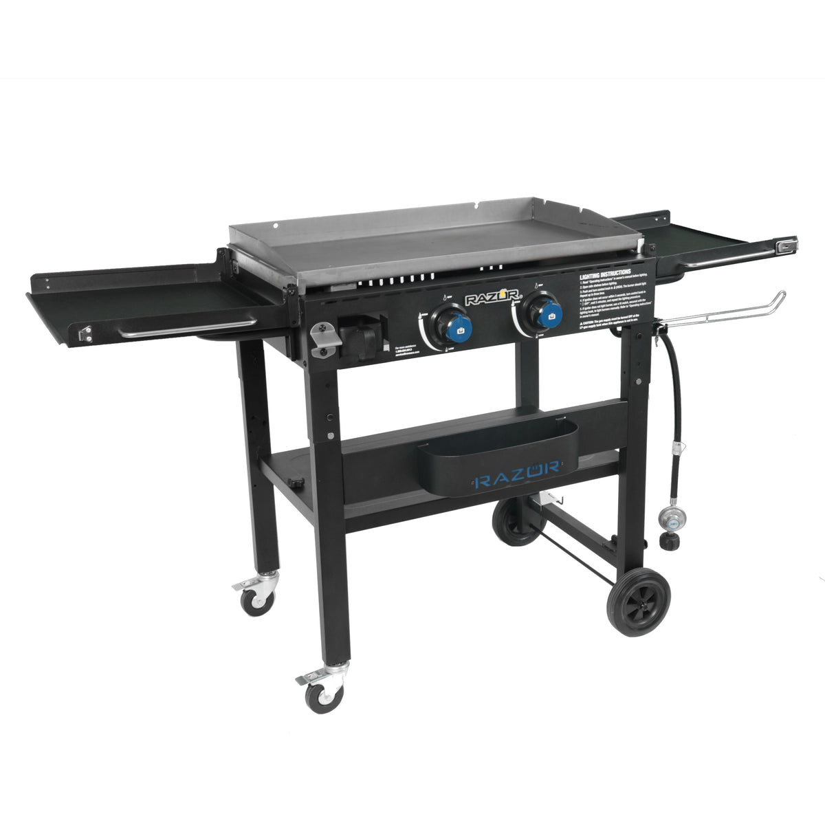 Razor Griddle Razor2-Burner Griddle w/Foldable Side Shelves (Includes Condiment Tray & Wind Guards)