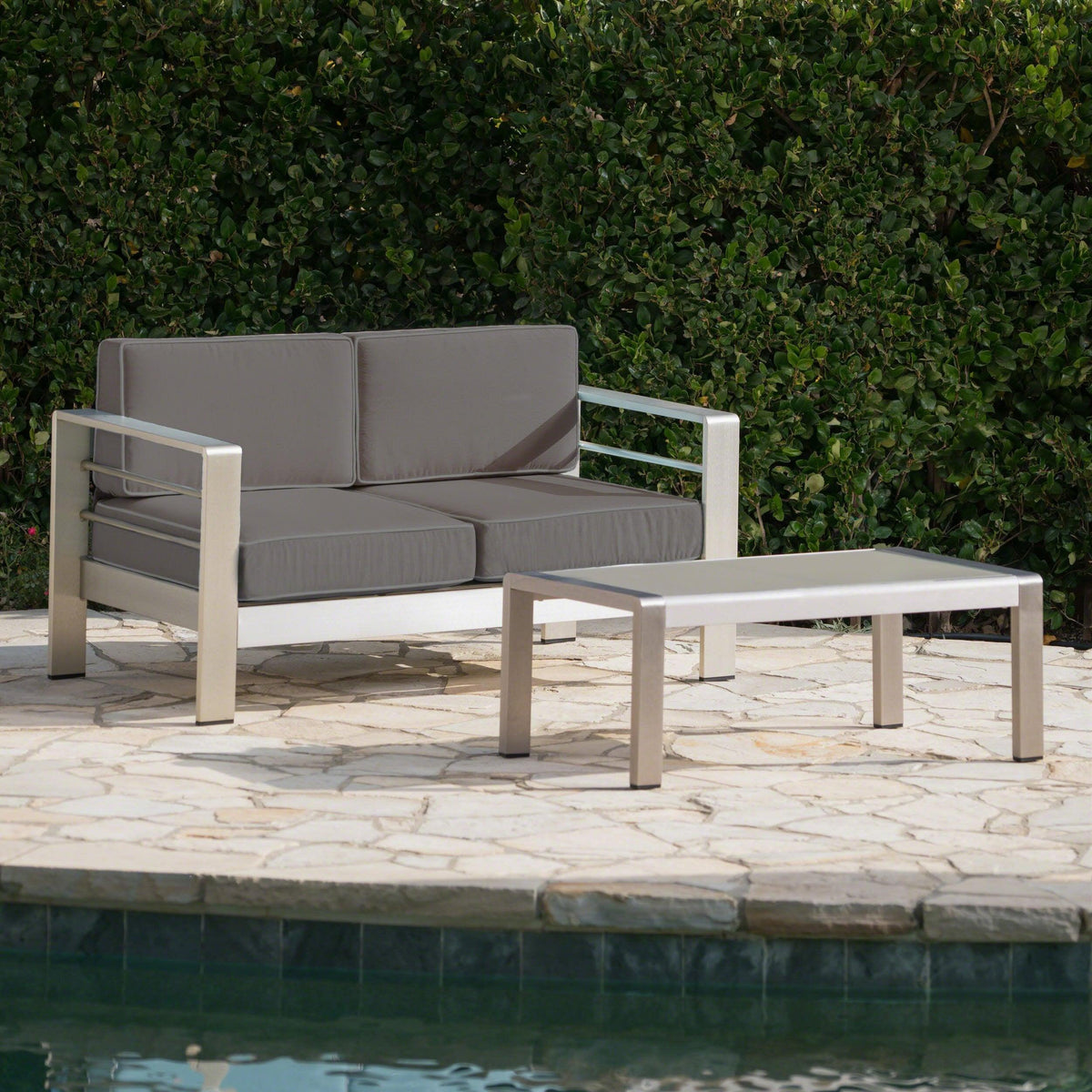 Stark Home Cape Coral Outdoor Loveseat And Coffee Table Set