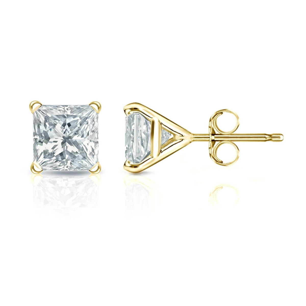 Prestige Boutique Diamonds Princess Lab Grown Diamond Studs P-Back Size 1.00TCW