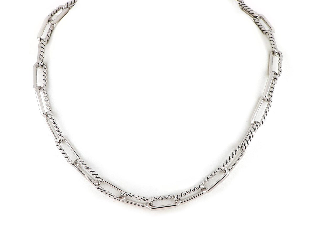John Medeiros Diamante JM Large Link Necklace - Rhodium. 18.5"L