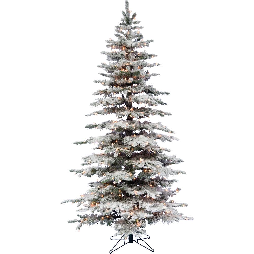 Fraser Hill 6.5-Ft Silverado Pine White Flocked Slim Christmas Tree with EZ Connect Clear Smart Lights