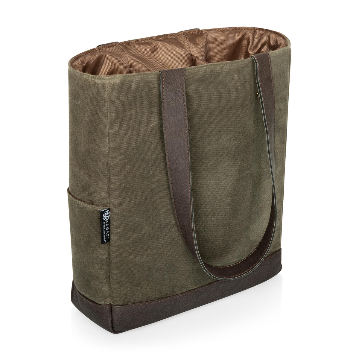 Picnic Time 3 Bottle Wine Bag - Khaki Green with Beige Accents