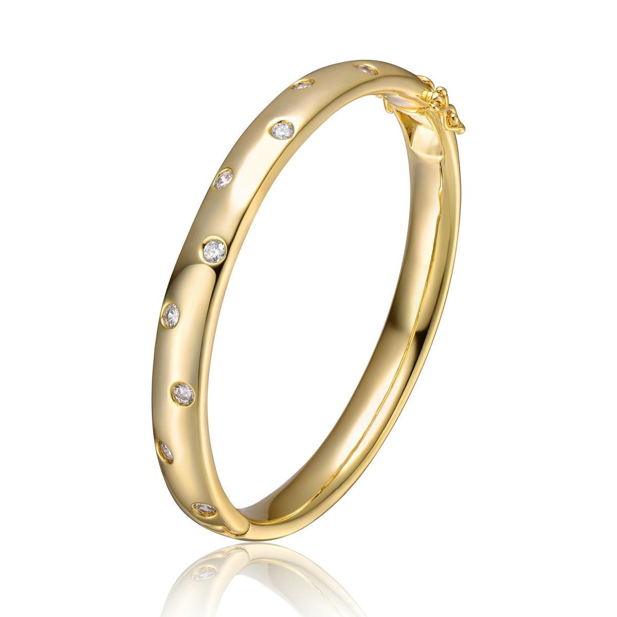 GENEVIVE 14K Yellow Gold Plated Classic Bangle Size 7"