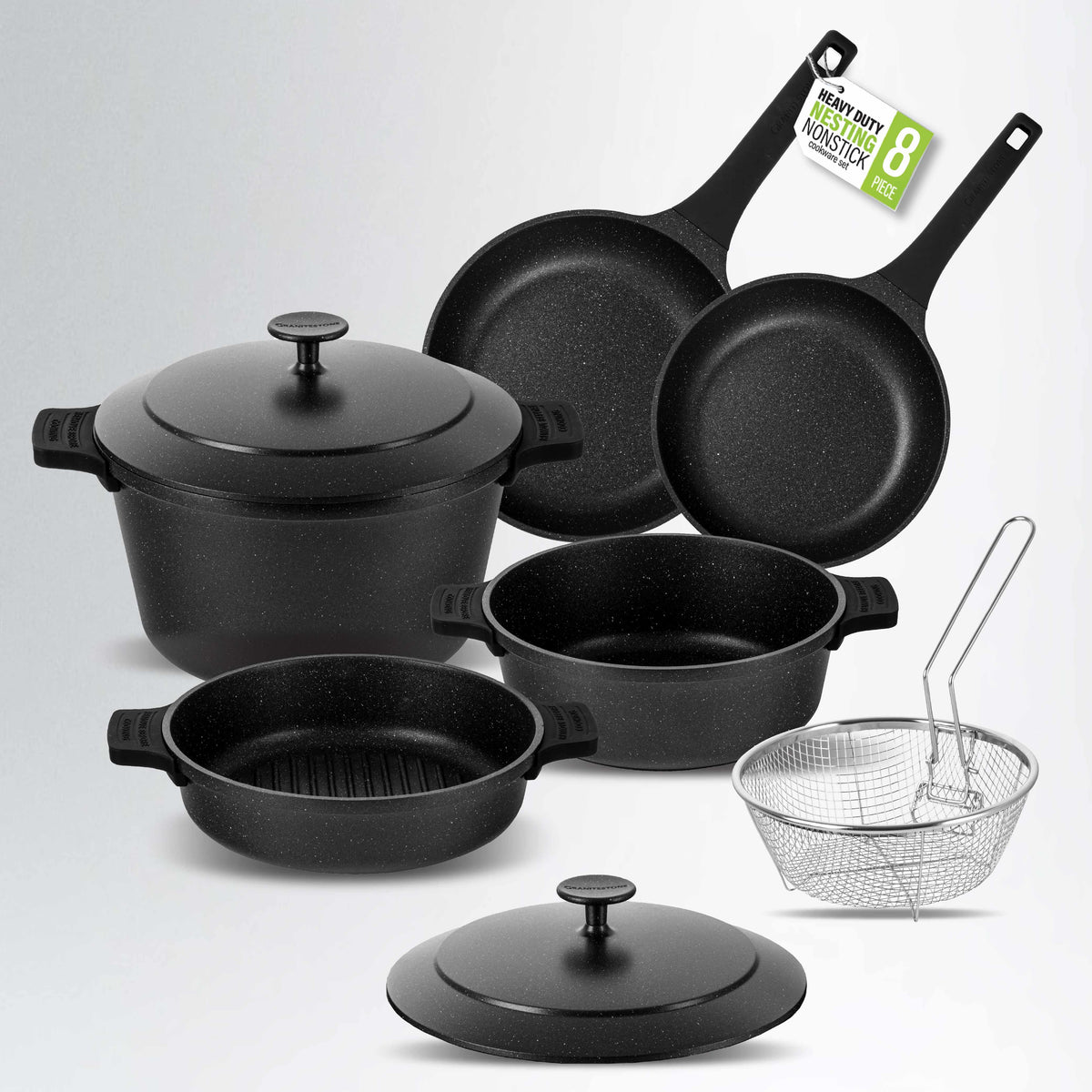 GraniteStone Cookware Cookware Nesting Cast Set Size 8 Pieces