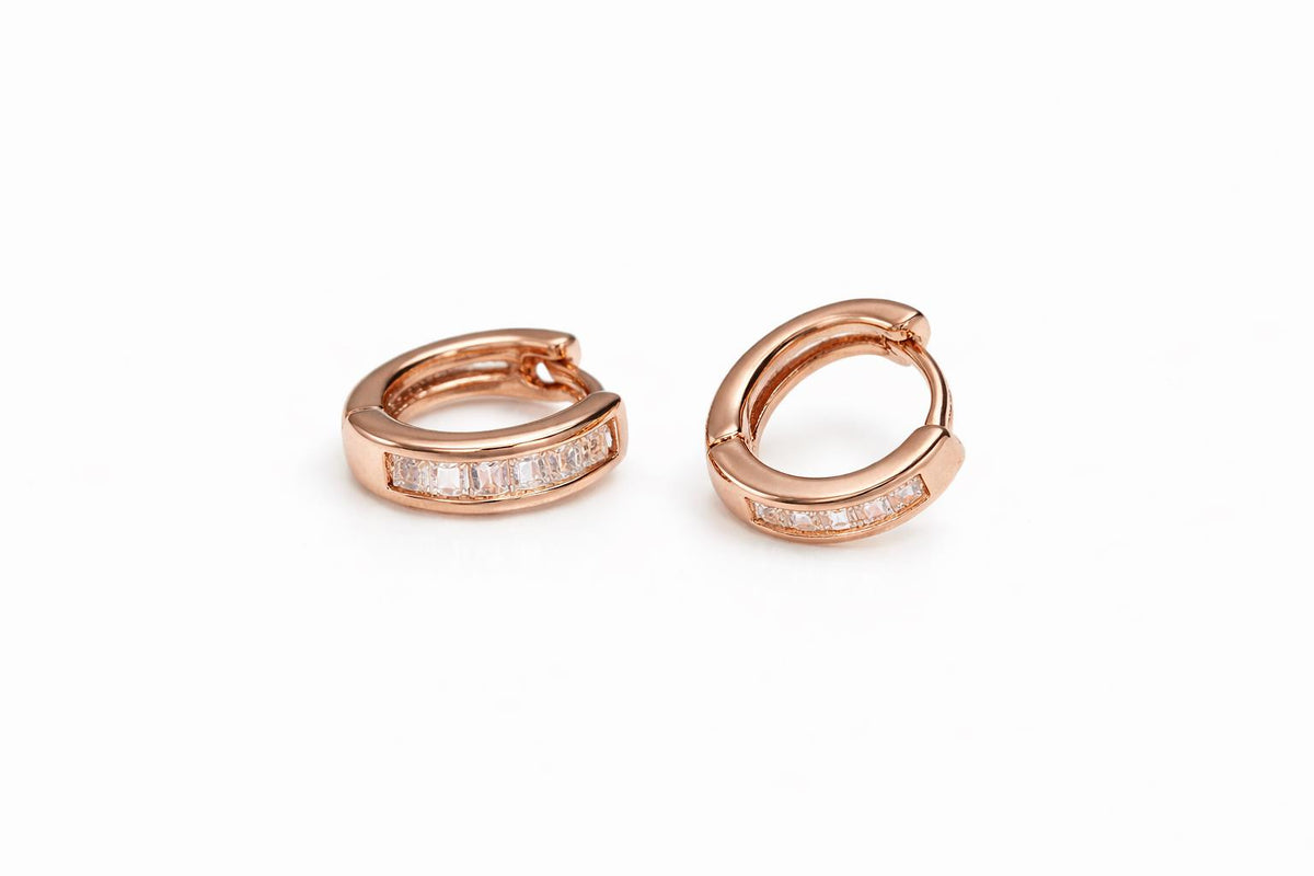 Completely Bella Rose Gold CZ Hoop Earrings