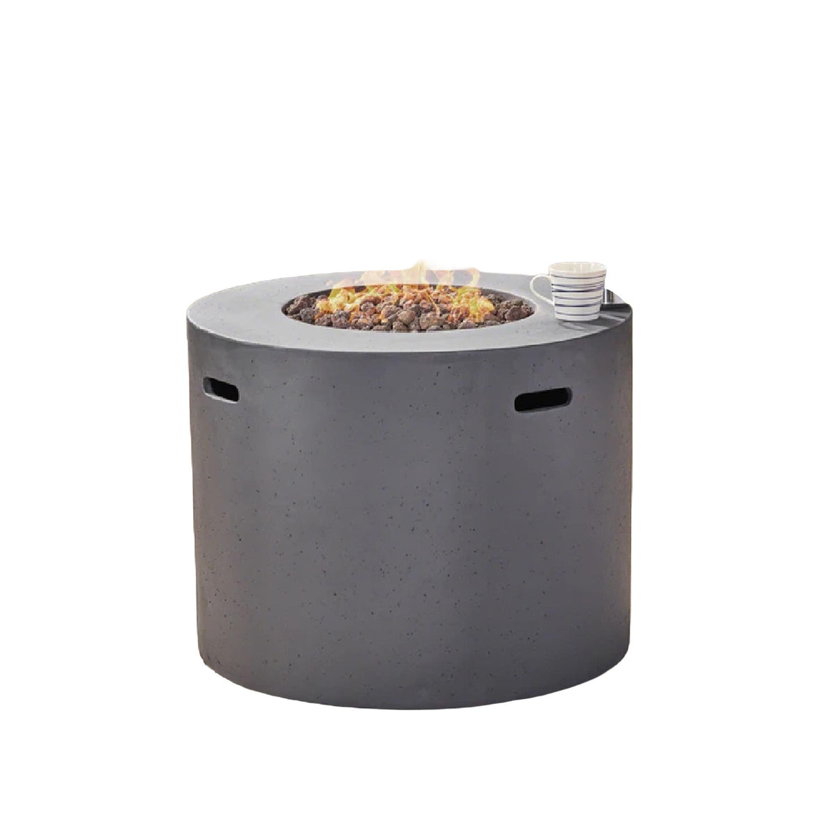 W Unlimited Outdoor 31-Inch Round, Light Weight Concrete Gas Fire Pit - Dark Gray