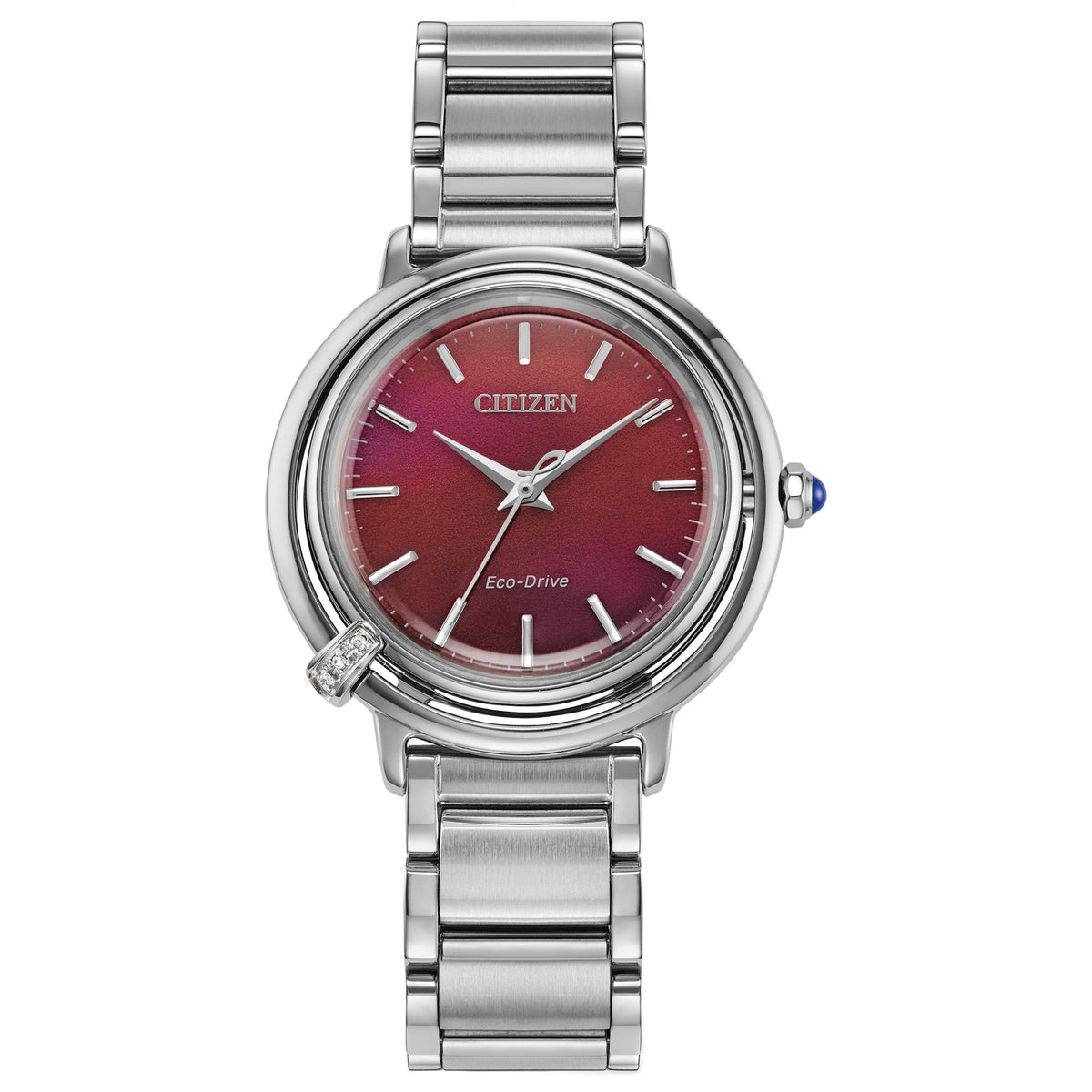 Citizen Ladies' Arcly Eco-Drive Silver-Tone Stainless Steel Watch w/ Strap Red Dial