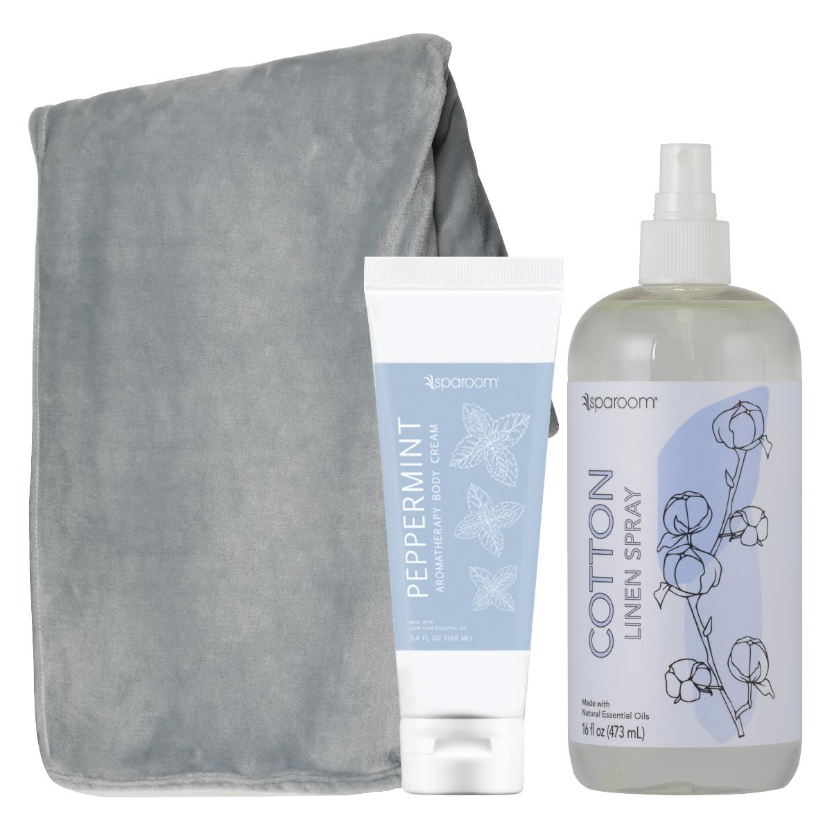 SpaRoom Blanket Kit L Gray w/ Cotten Spray and Pep lotion