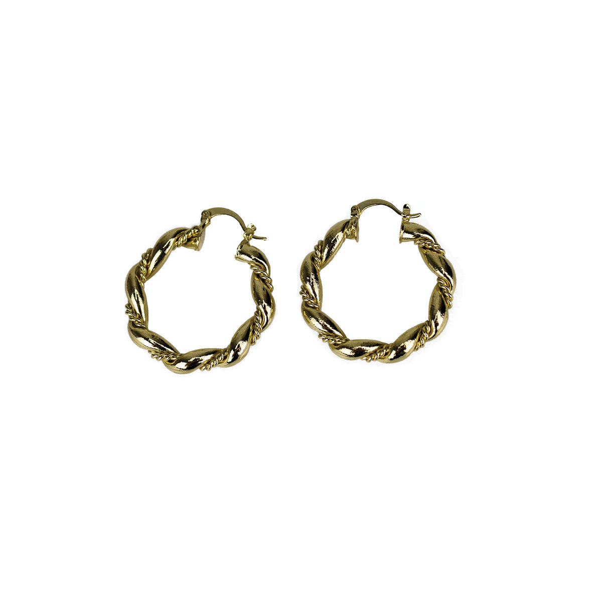 Completely Bella Gold Plated Rope Braided Hoop Earrings