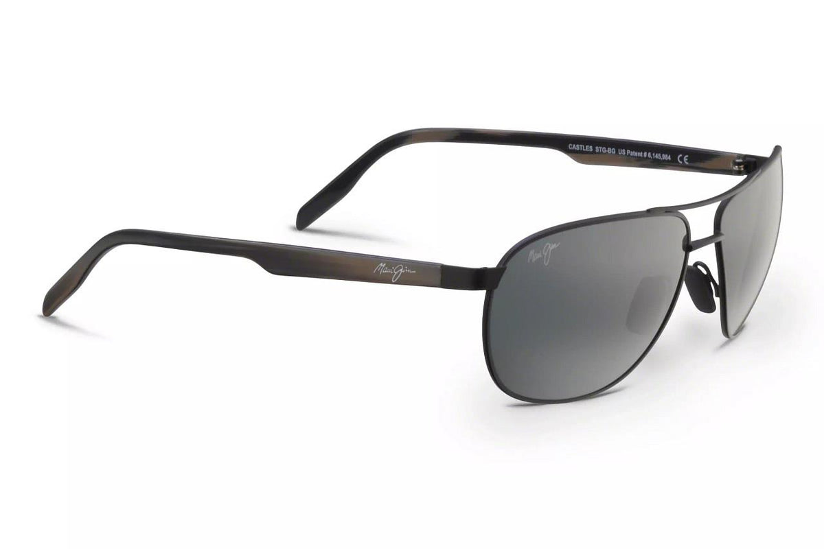 Maui Jim Castles Matte Black Varnish w/D Havana Hawaii Lava Super Thin Glass