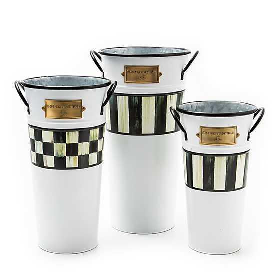 MacKenzie-Childs Spectator Galvanized Flower Buckets, Set of 3