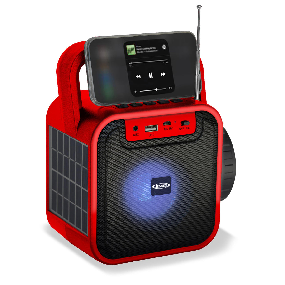 Jensen Audio Portable Bluetooth Rechargeable Speaker with USB Charging, FM, Flashlight