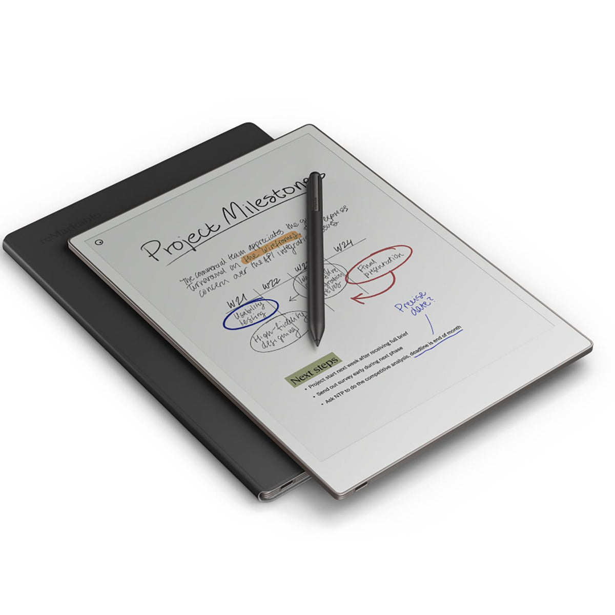 reMarkable Paper Pro - 11.8" Paper Tablet with Marker Plus and Premium Leather Book Folio - Black