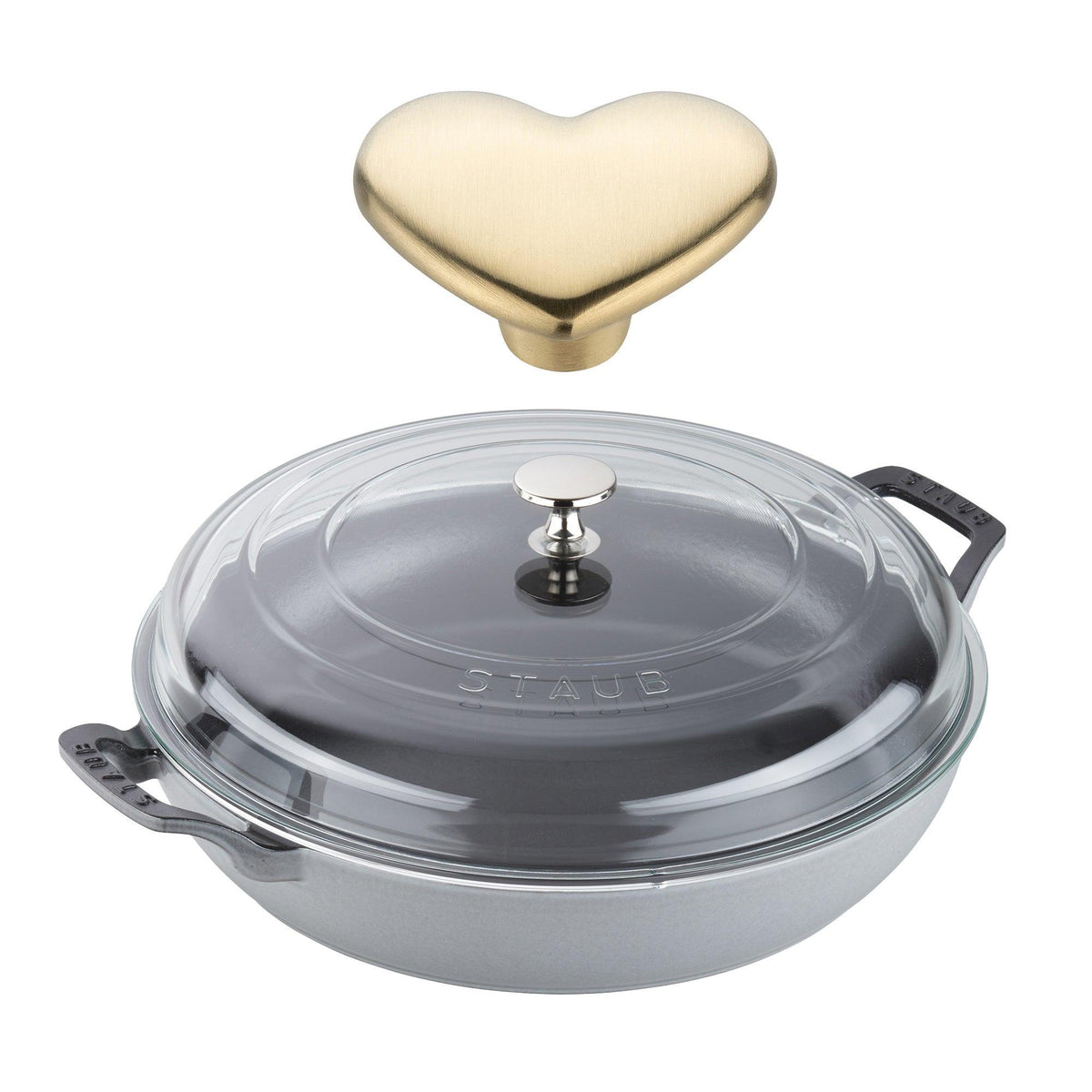 Staub 3.5qt Cast Iron Braiser w/ Glass Lid & Heart Knob Graphite Gray