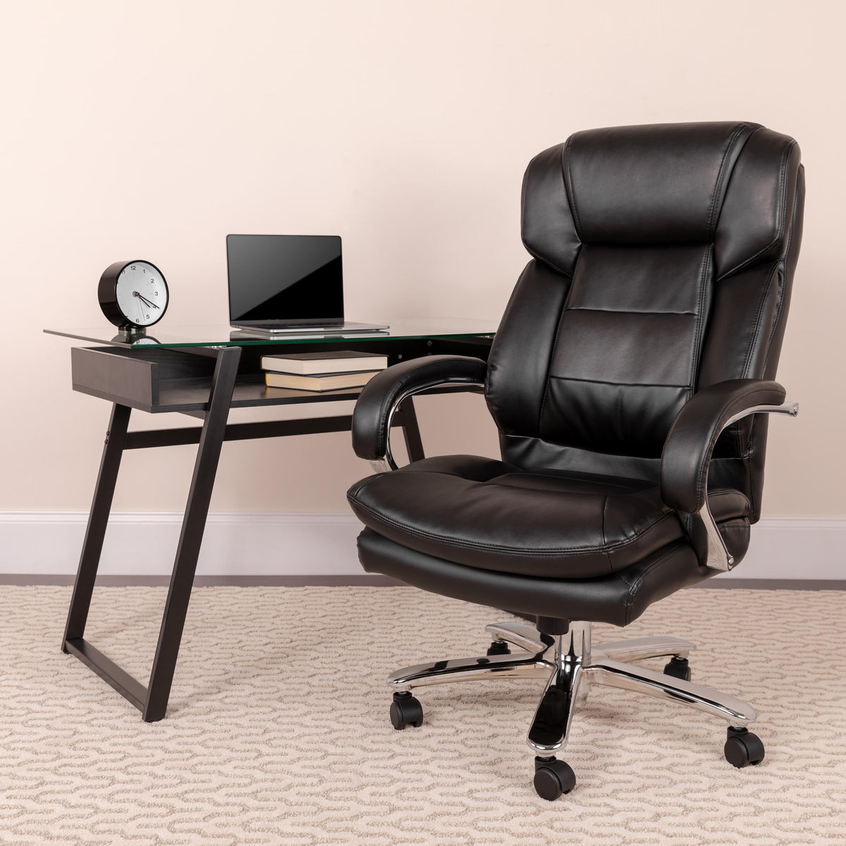 Flash Furniture 24/7 Intensive Use Big & Tall 500 lb. Rated Black LeatherSoft Office Chair