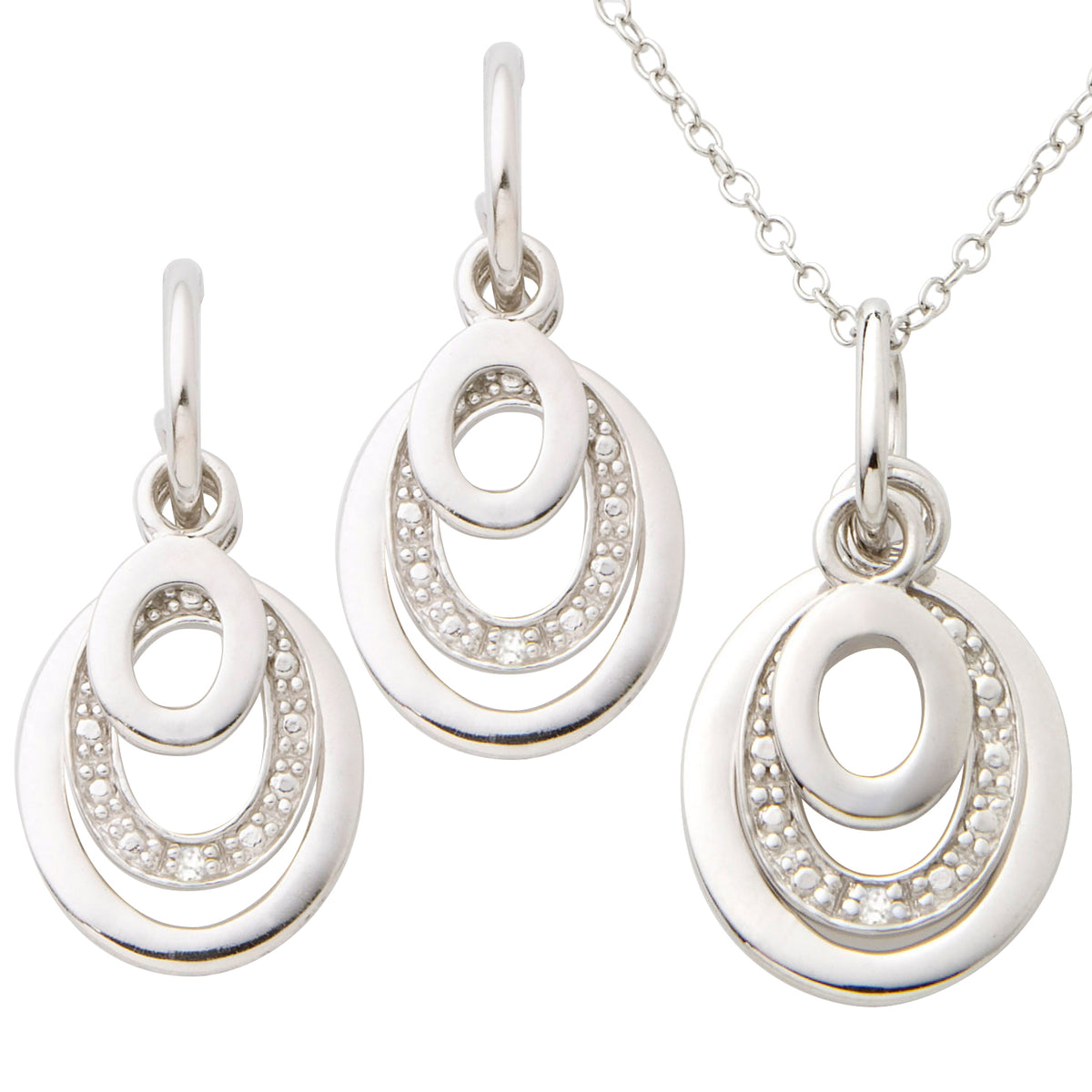 Jilco Inc Diamond Earring & Necklace Set