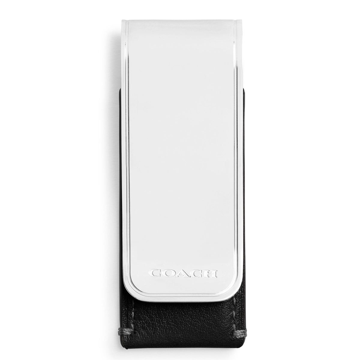 COACH Mens Full Grain Leather Money Clip - Black