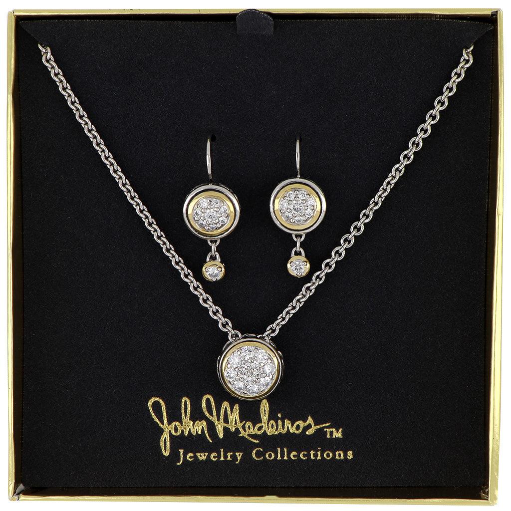 John Medeiros Lanna Solitary Pave - Earrings F3633-AF00 and Necklace N3645-AF00 Set