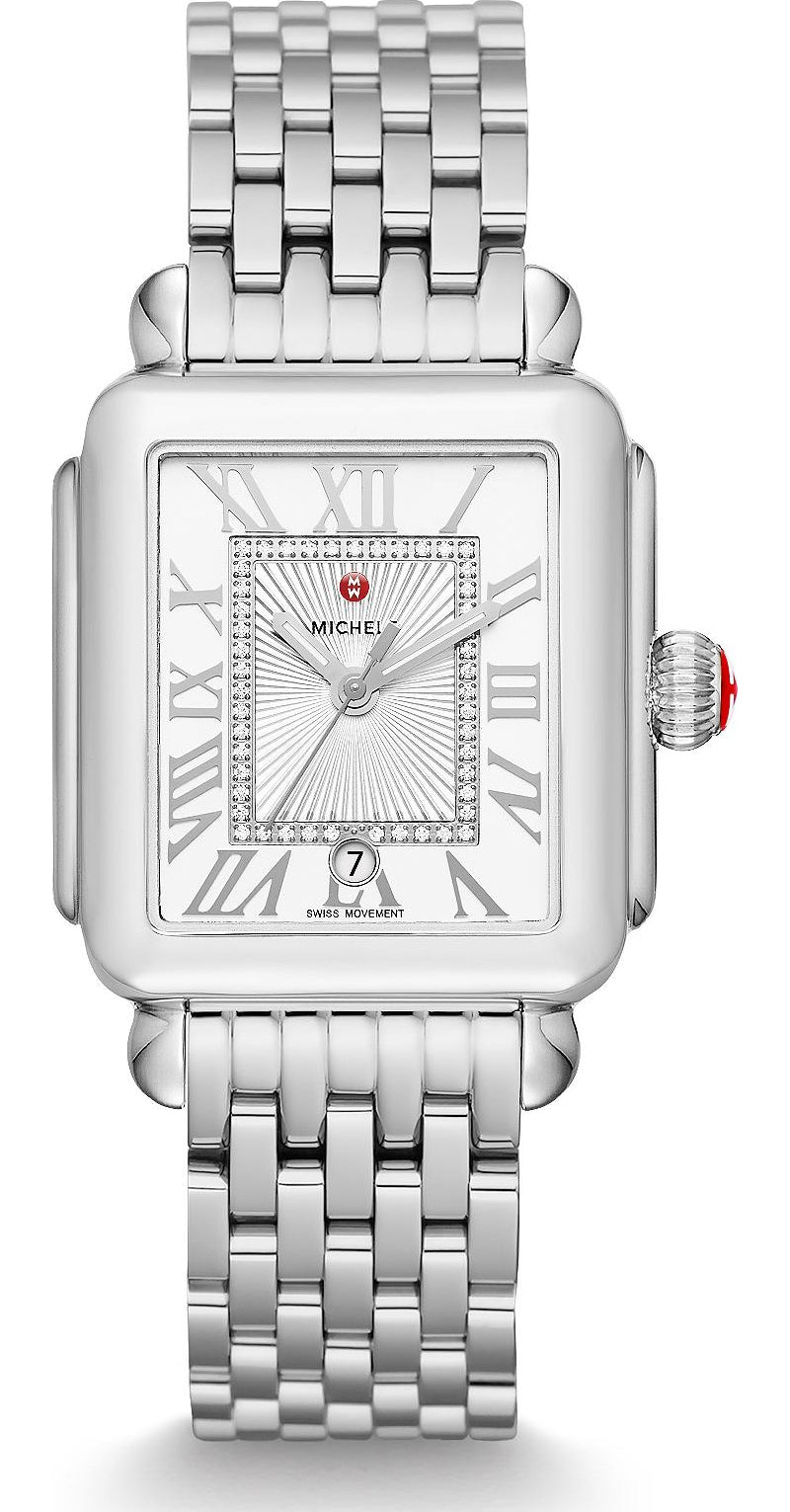 Michele Ladies' Deco Madison Silver-Tone Diamond Bracelet Watch 47 Diamonds