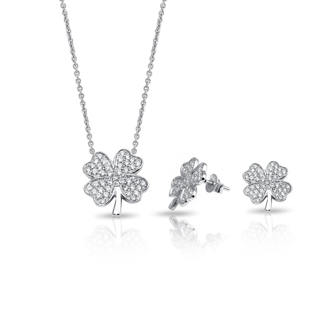 Infinity Luxe Jewelry Collection Clover CZ Necklace-Earring Set