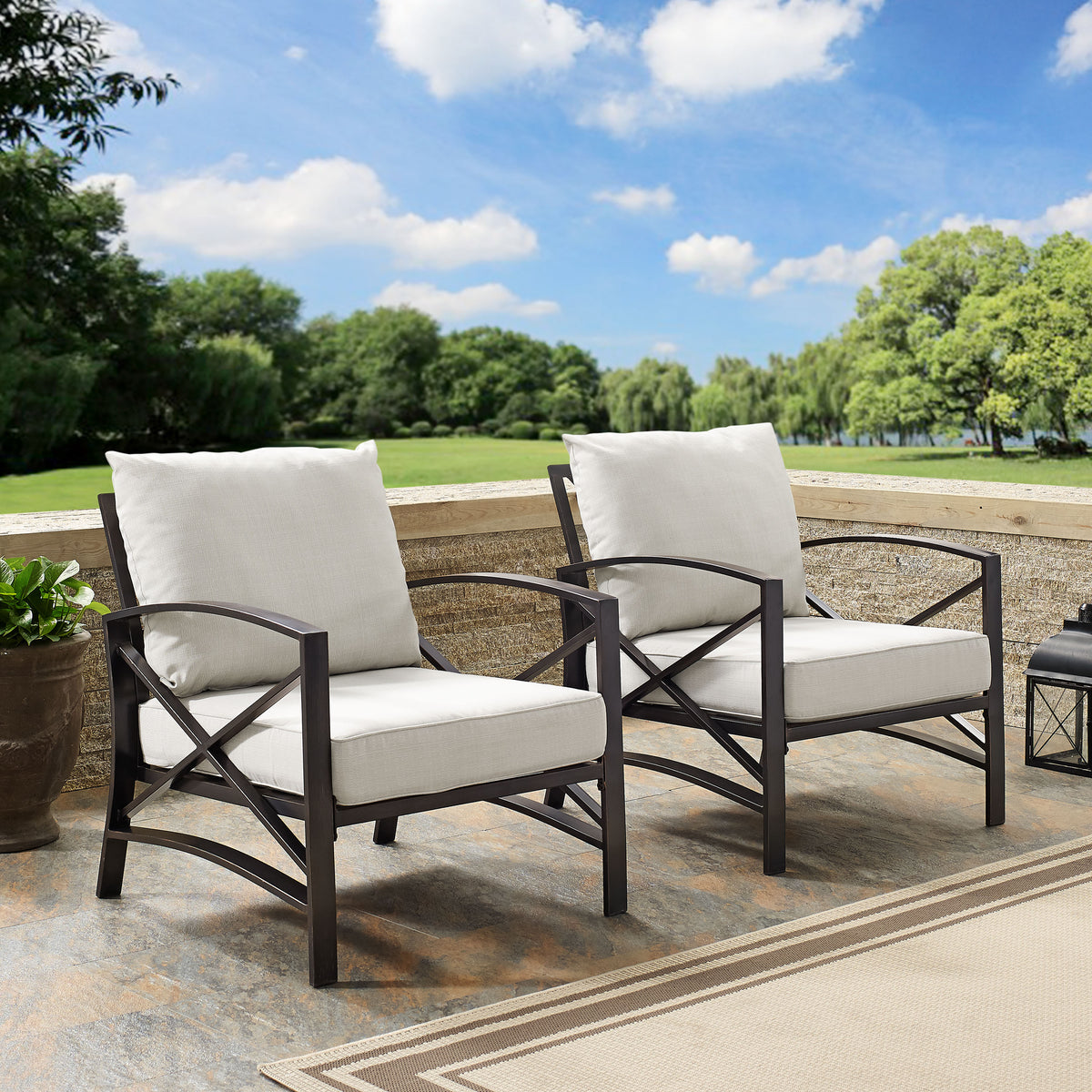 Crosley Outdoor Kaplan 2Pc Outdoor Chair Set