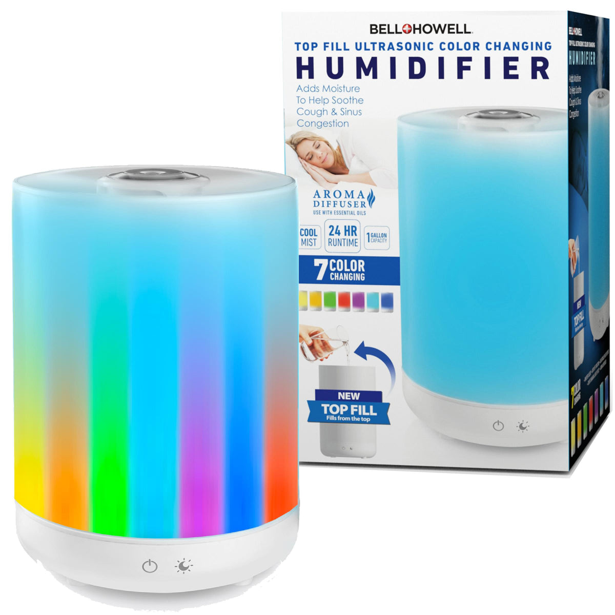 Bell + Howell Top Fill Color Changing Humidifier