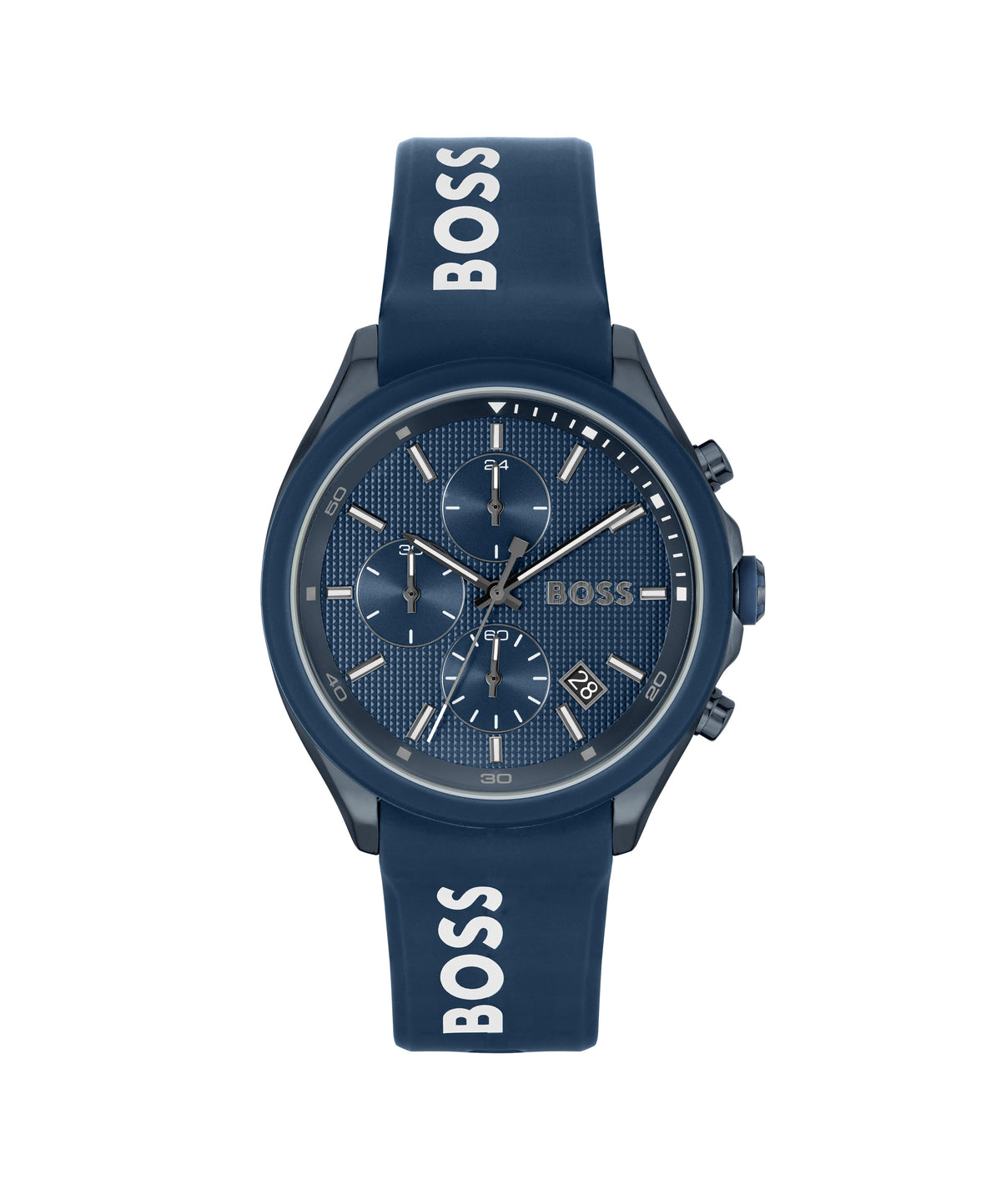 HUGO BOSS Boss Velocity Gents. Blue IP Case. Blue Dial. Blue Silicone Strap
