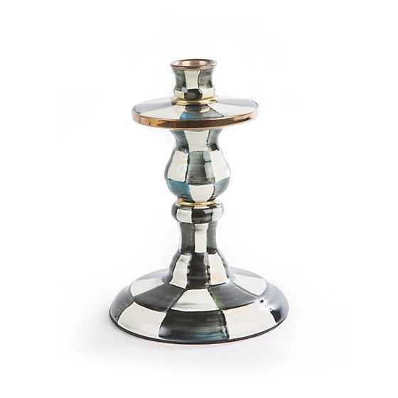 MacKenzie-Childs Violet Check Small Enamel Candlestick