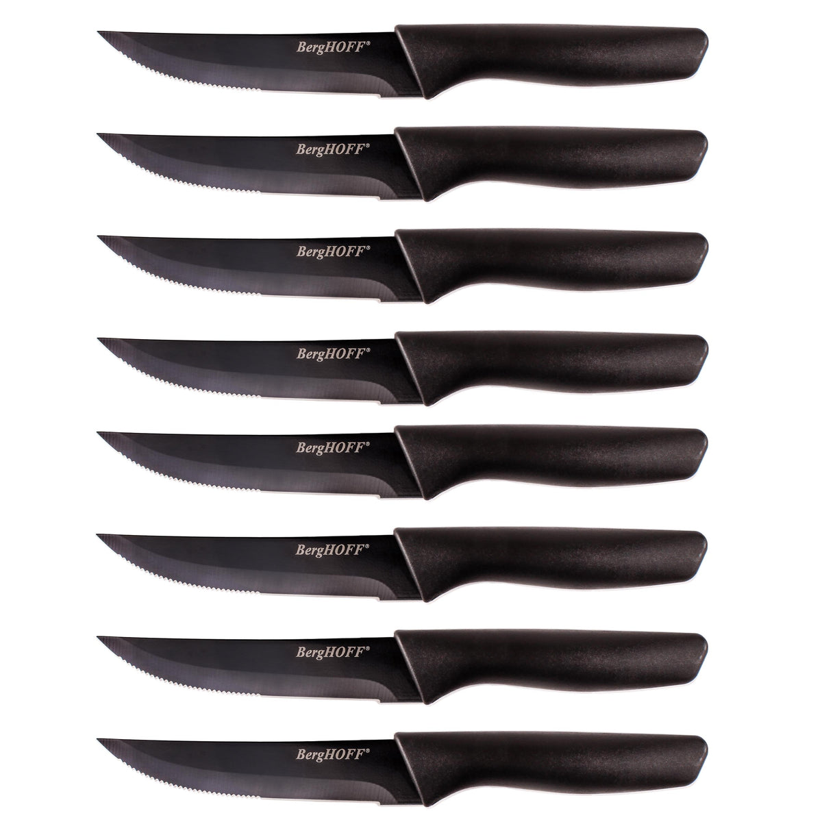 BergHOFF 8pc Serrated Steak Knife Set, black