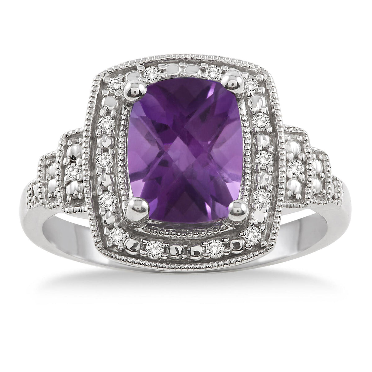 Jilco Inc Amethyst & Diamond Ring 8