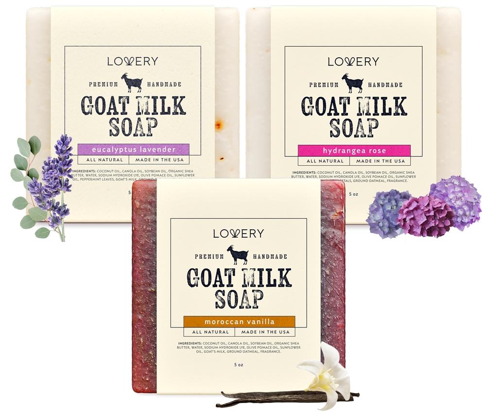 Lovery Goat Milk Soap Bar Size 3 Pieces