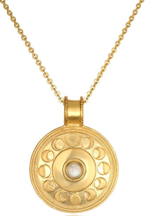 Satya Moonstone Gold Moon Phase 30" Necklace