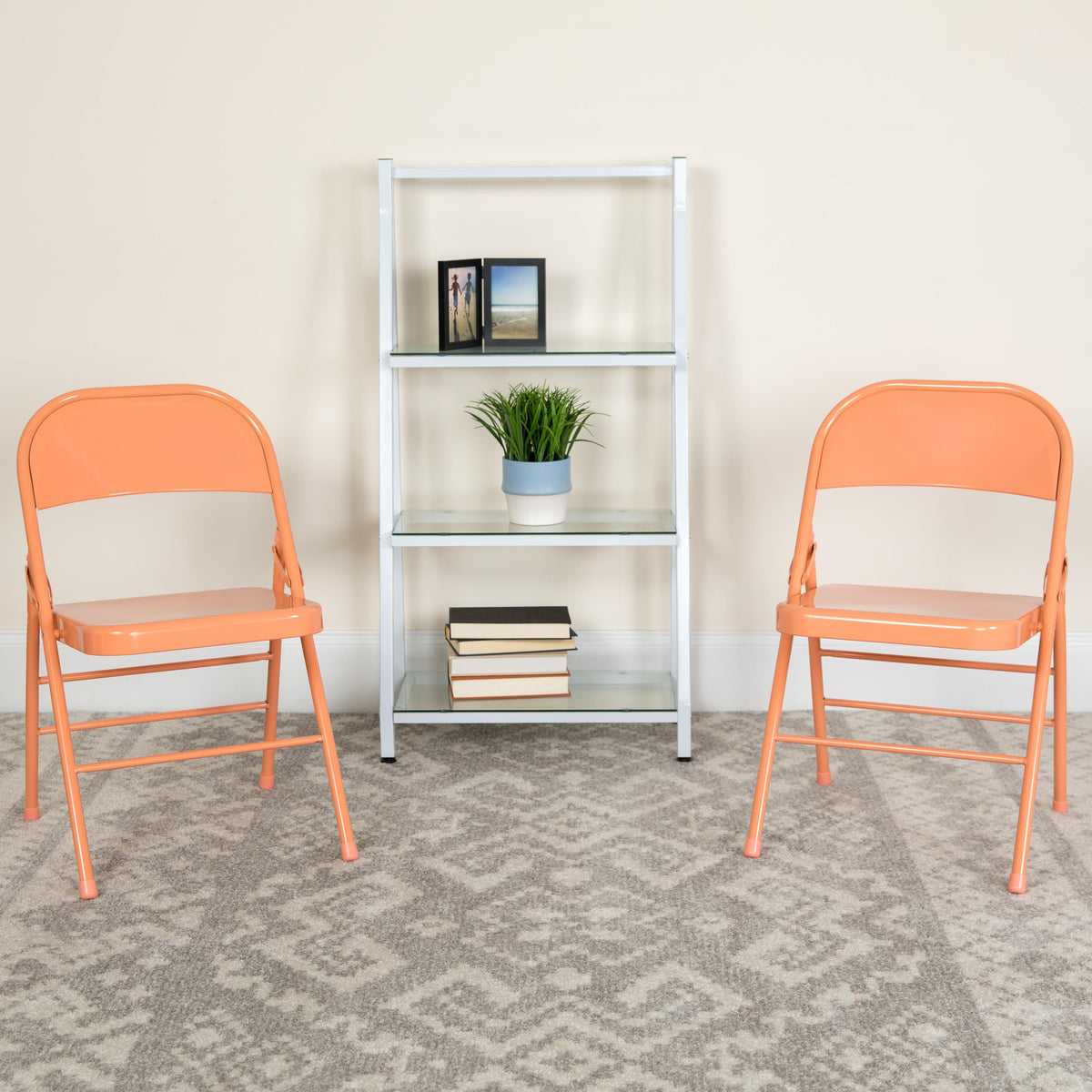 Flash Furniture 2 Pack Tantalizing Teal Triple Braced Metal Folding Chair