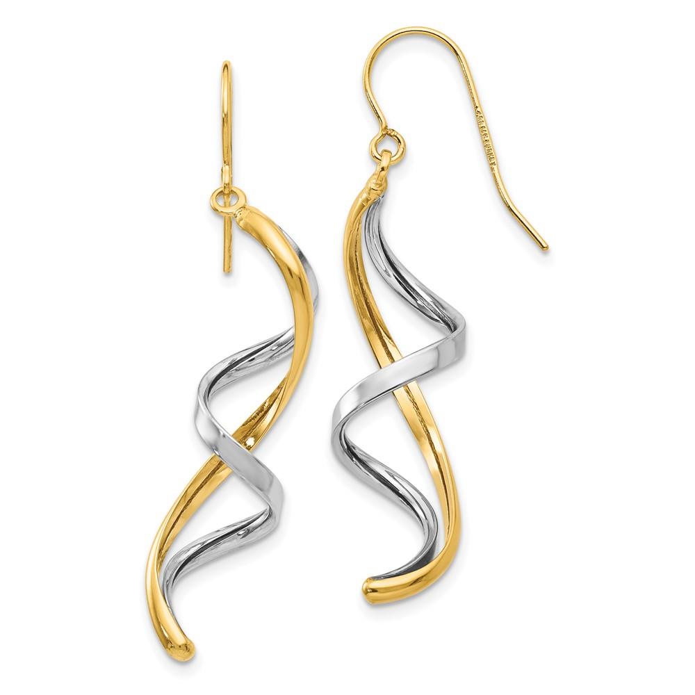 Distinctive 14k Two-tone Polished Fancy Dangle Earrings