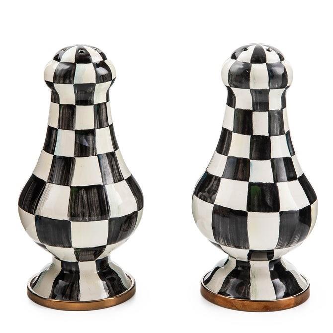 MacKenzie-Childs Violet Check Large Salt & Pepper Shakers