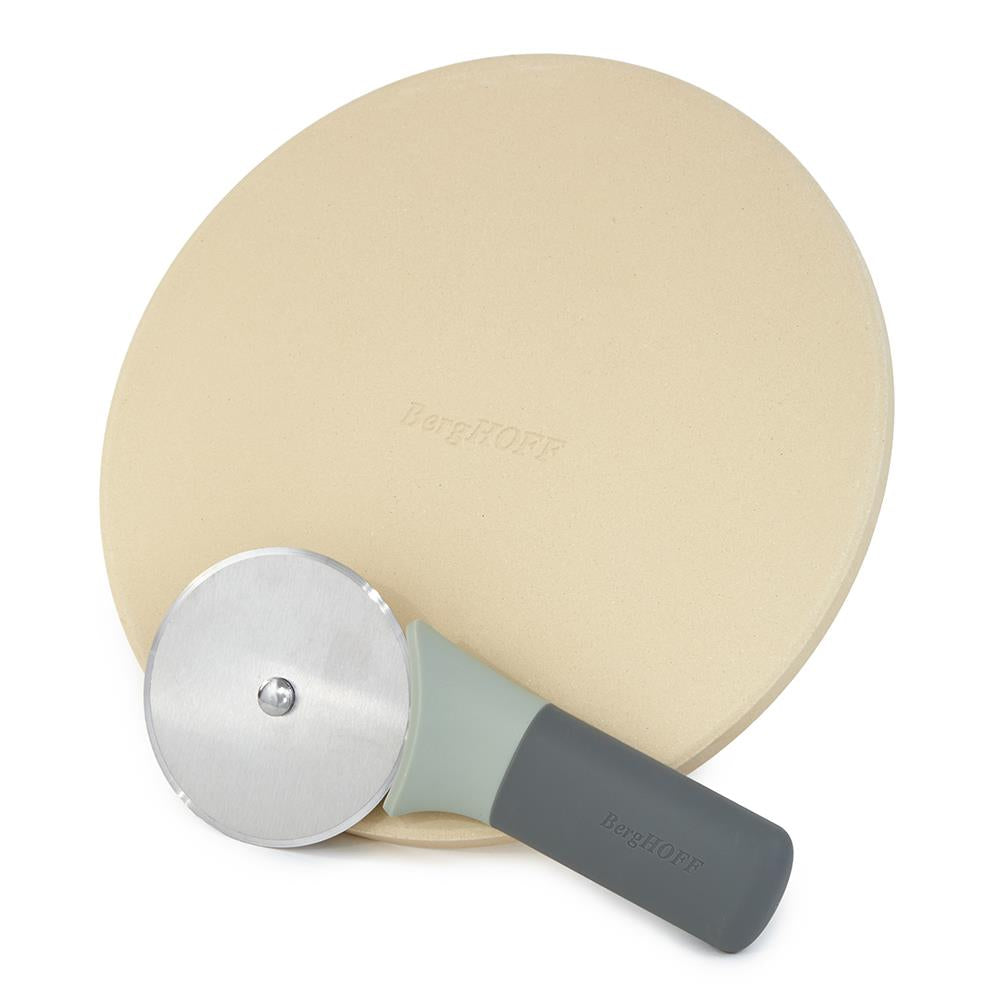 BergHoff Pizza Stone with Pizza Cutter Set, Small Size 9.5"