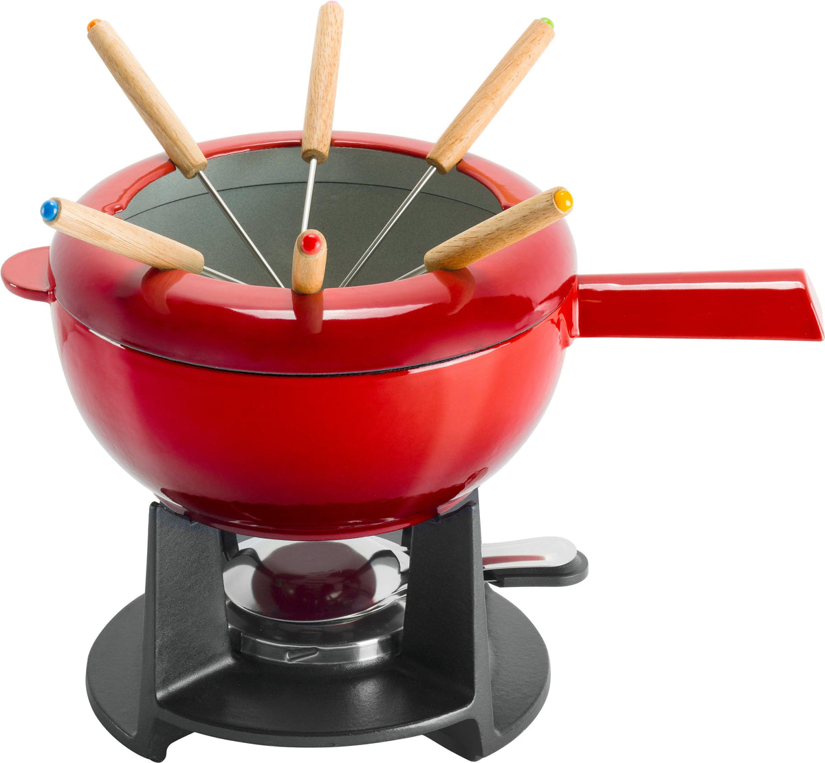 Zwilling Enameled Cast Iron Fondue Pot Set Red