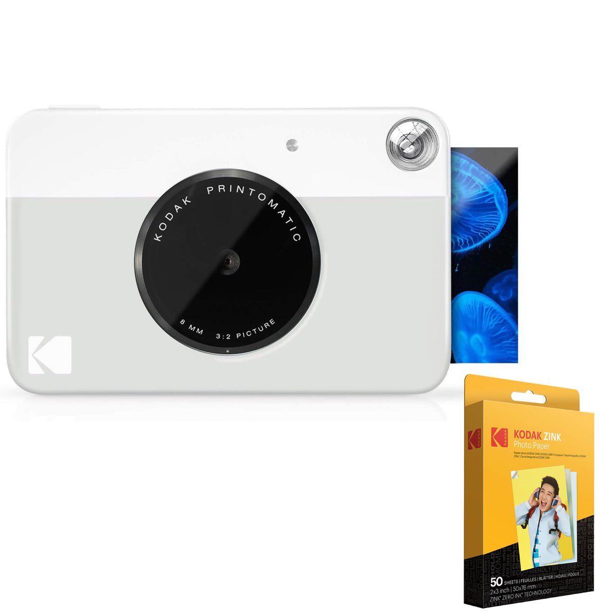 Kodak Printomatic Instant Print Camera - Includes 50-pack Zink 2x3" Photo Paper - Gray