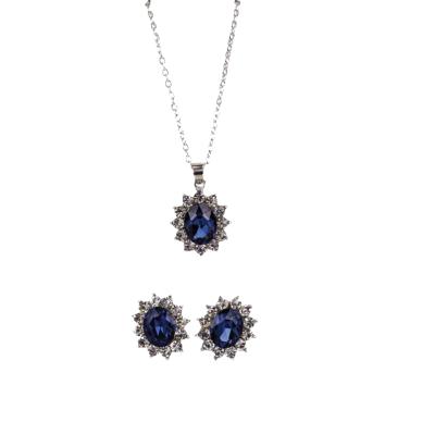 Completely Bella Elegant Blue Rhinestone Necklace and Earring Set