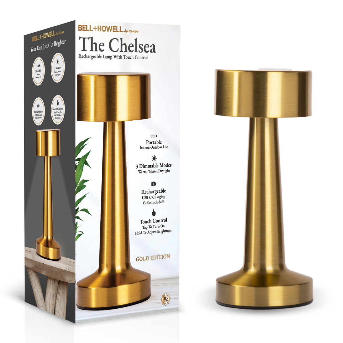 Bell + Howell Chelsea Portable Rechargeable Table Lamp Size 9"